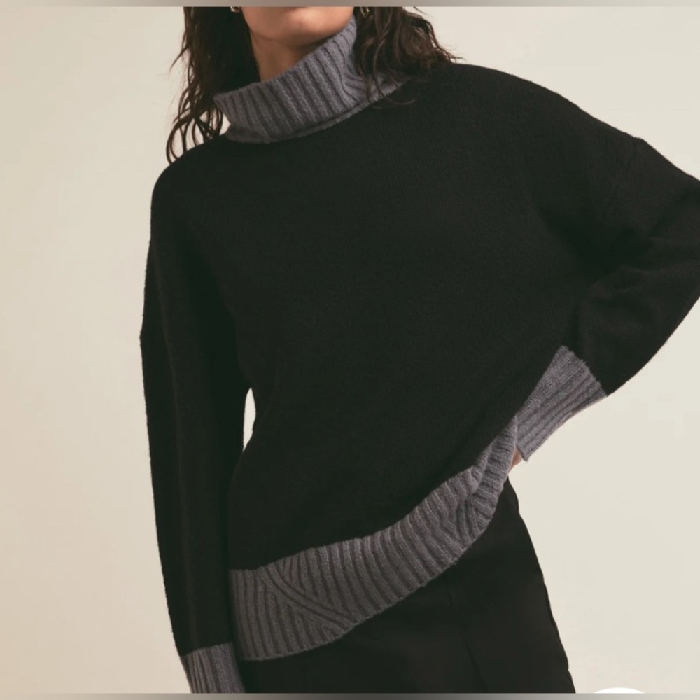 Favorite Daughter Cashmere Marino Wool Andi Sweater M NWOT Black/Gray